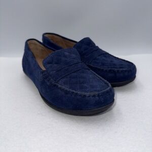Hotter  Jetty Suede Loafer Navy Blue Quilted  Womens 8